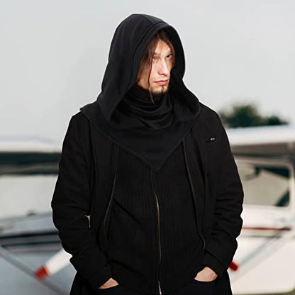 Rogue Punk Neck Warmer Hooded Cape Hat With Mask | Breathable Face & Neck Gaiter | Cowl Hood Scarf For Outdoor & Cosplay