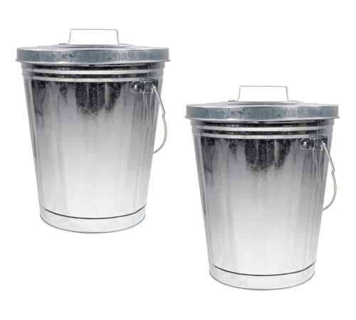 Mytee Products 2 Pack Galvanized Trash Can w/Lid Ideal for Trailers - 4 Gallon Steel Mounted Small Outdoor Garbage Can for Home, Office, Bathroom, Kitchen - Fire and Heat Resistant - color: 2 - Pack, size: 4 Gallon