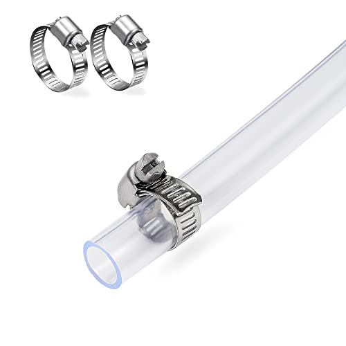 DAVCO 3/8" ID - 25 ft Clear Vinyl Tubing, Low Pressure Flexible PVC Tube, Heavy Duty UV Chemical Resistant Lightweight Plastic Vinyl Hose, BPA Free and Non Toxic, with 2 Stainless Clamps - size: 3/8"ID, style: 25 Feet