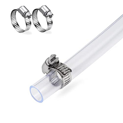 DAVCO 1/2" ID - 25 ft Clear Vinyl Tubing, Low Pressure Flexible PVC Tube, Heavy Duty UV Chemical Resistant Lightweight Plastic Vinyl Hose, BPA Free and Non Toxic, with 2 Stainless Clamps - size: 1/2"ID, style: 25 Feet