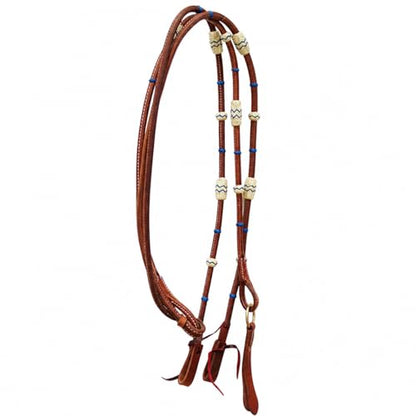 CHALLENGER USA Horse Western Tack Leather Rawhide Romal Reins 66RT36 - color: Tan Royal Blue