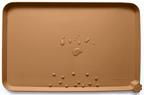 Hoki Found L Silicone Non Slip Pet Dog Cat Bowl Mats - Placemat - Feeding Mat - Waterproof - For Carpet - Butterscotch - color: Butterscotch, size: 22" x 14"