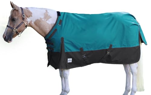 2000 Denier Waterproof Adjustable Standard Neck Turnout Sheet - color: Teal - Black, size: 75