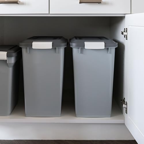 IRIS USA Dog Food Storage Container, 2-Pack, Up to 30 lbs, Gray/Dark Gray - color: Dark Gray, size: 30 lbs - 2 Pack
