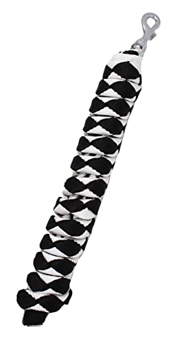 10' ft Horse Halter Lead Rope Heavy Duty 3/4 Dia Panic Snap Black White 60526 - color: Black/White