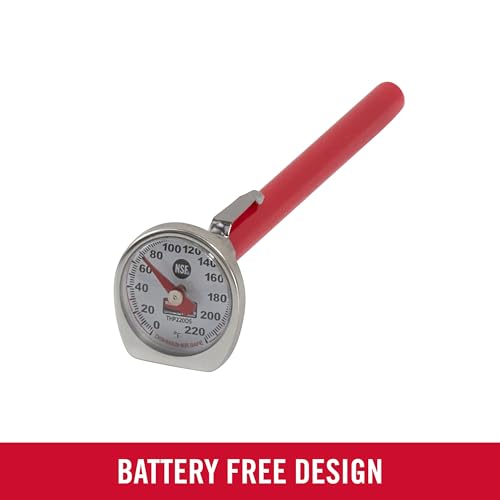 Rubbermaid Commercial Products Food/Meat Instant Read Thermometer, Pocket Size, Dishwasher Safe, Red, For Meat/Food Cooking and Grilling/Oven - style: Food Thermometer