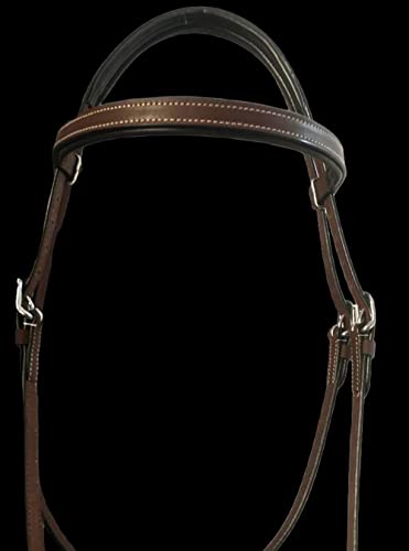 Majestic Ally Padded Leather Brow Band Headstall for Horses - color: Oil Brown