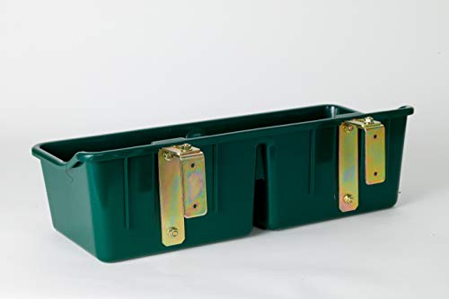 Little Giant® Portable Feeder with Divider | Livestock Feeder | Heavy Duty Mountable Feeding Trough for Livestock & Pets | Made in USA | 16 Quarts | Green - color: Green