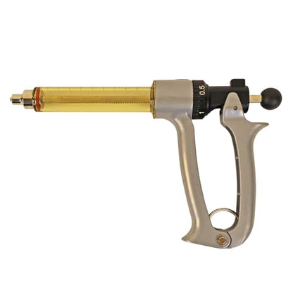 25ML Semi Automatic Livestock Syringe, 5 Gears Adjustable Continuous Repeating Syringe for Farm Ranch Cattle Cow Horse Goat Sheep Hog - size: 25ML Gray