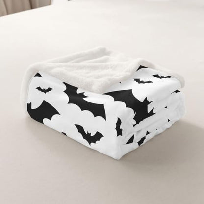 Feelyou Bat Fuzzy Throw Blanket Soft Fluffy Fleece Blankets Black and White Microfuber Plush Blankets 60"X80" - color: Black White, size: 60" x 80"