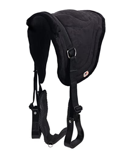Majestic Ally Padded Suede Leather Bareback Pad Horse Riding Pad with Non Slip Breathable Girth & Stirrups - color: Black