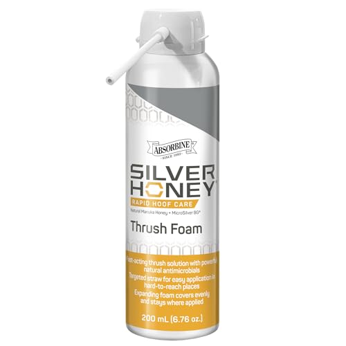 Silver Honey Rapid Hoof Care Equine Expanding Thrush Foam, 200 mL / 6.76 oz | Manuka Honey, MicroSilver BG, Fast-Acting, Deep Crevices, Sulcus, Frog, Mess-Free Precise Straw Application, No Staining