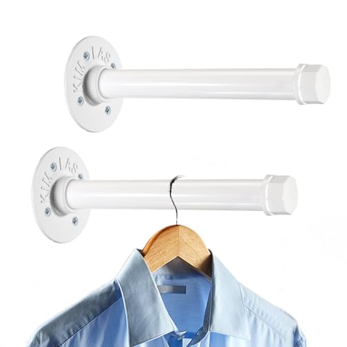 Sumnacon Wall Mounted Clothes Rack for Wardrobe, 2Pcs 8 Inch, White - color: White, size: 8 Inch