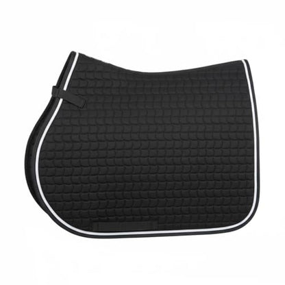 Premium English Horse Saddle Pad, Quilted Square Design, Available in Pink, Mint Green and Red etc, All-Purpose with Girth Straps (Black) - color: Black