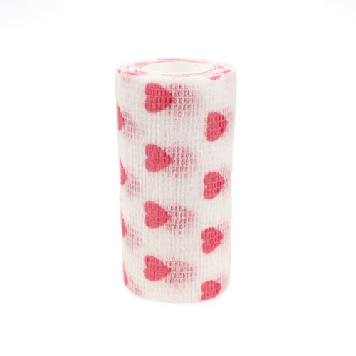 Self Adhesive Bandage Wrap Animal Cohesive Bandage Self Adherent Wrap First Aid Tape for Dogs Cats Horses Birds & Wrist Healing Ankle Sprain (4 Inch Heart 6 Rolls) - color: 4 Inch Heart 6 Rolls