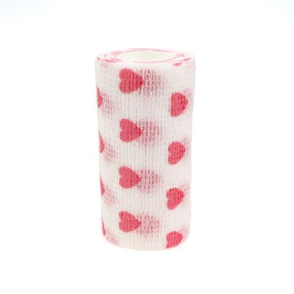 Self Adhesive Bandage Wrap Animal Cohesive Bandage Self Adherent Wrap First Aid Tape for Dogs Cats Horses Birds & Wrist Healing Ankle Sprain (4 Inch Heart 6 Rolls) - color: 4 Inch Heart 6 Rolls