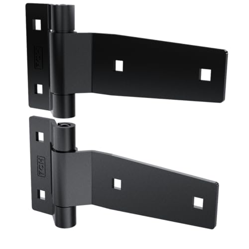 TCH Hardware 5" Stainless Steel Strap Tee T Hinge | Heavy Duty | Garage, Barn Door, Gate, Shed, Cargo Box, Trailer and Truck Strap T Hinge | (2 Pack, Black) - color: Black, size: 5 Inch