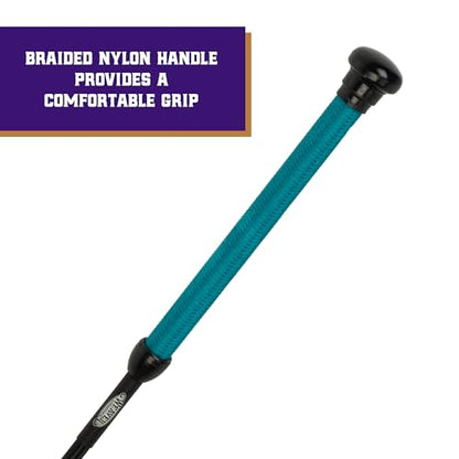 Weaver Livestock Basic Pig Show Whip, Hog Livestock Whip with Braided Nylon Handle, Leather Popper, Lightweight Braided Shaft - color: 36" - Teal