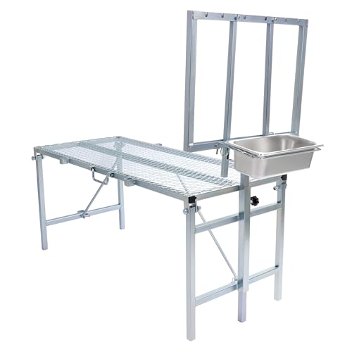 HECASA Sheep Milking Stand Livestock Feeder Rack Adjustable Headpiece - color: Silvery