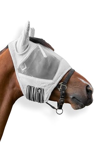 Equinavia Algard Soft Mesh Horse Fly Mask with Ears, 45 SPF UV Protection - color: Silver, size: Cob
