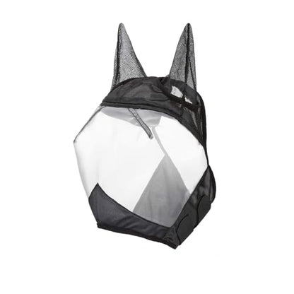 Harrison Howard CareMaster Horse Fly Mask Half Face with Ears Black/Silver Retro Small Pony - color: Black/Silver, size: Pony (Small)