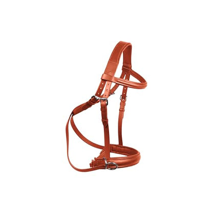 Hulara Genuine English Leather Crossover | Crossunder Bitless Horse Bridle Headstall with Reins - color: Tan, size: Xtra-Large