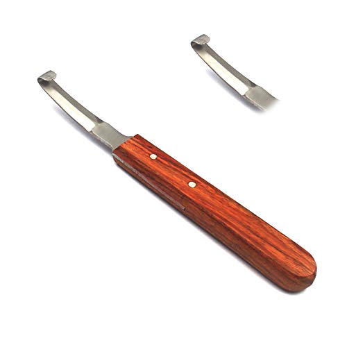 Hoof Knife Small Double Edge Right Left Hand Sheep Farrier Equine Horse Stainless Steel Blade Wooden Handle