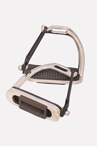 Peacock Silver Polish Safety Stirrups Horse Riding S Steel with Treads, Horse Stirrups, Equestrian Peacock Safety Stirrups for Adults/Childerns - size: 4.25" inch