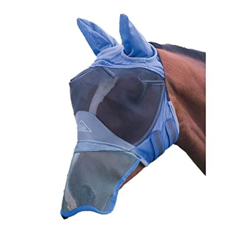 Shires Fly Guard Deluxe Fly Mask with Ears & Nose (Green, Extra Full)