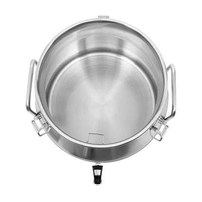 Stainless Steel Sealed Milk Barrel with Spigot，40L/10.57Gallon Large Milk Bucket Wine Can Pail Tote Tank with Sealed Lid & Handle for Milk Wine Oil Liquid Tranport Storage Container - size: With Spigot