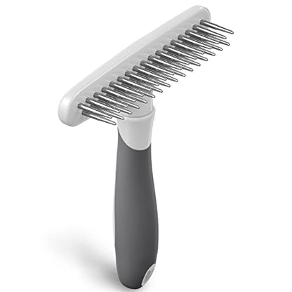 Dog rake deshedding dematting Brush Comb - Undercoat rake for Dogs, Cats, matted, Short,Long Hair Coats - Brush for Shedding, Double Row Stainless Steel pins - Reduce Shedding by 90% (White) - color: White