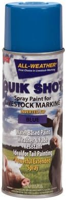 Quik Shot 61193 Blue Livestock Marker Spray Paint, 16 oz (3-Pack) Aerosol – Inverted Tip All-Weather Livestock Identification Paint for Cattle, Hogs & Sheep - size: 13 Ounce (Pack of 3)