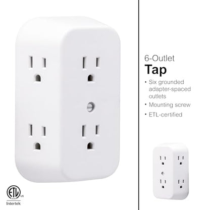 GE Outlet Extender, 6 Outlet Multi Plug Wall Power Splitter - size: 1 Pack