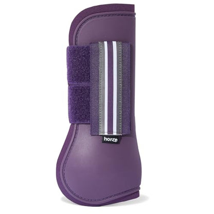 HORZE Adepto Open Front Tendon Boots | Durable Shell with Neoprene Lining - Blackcurrant Purple - Cob - color: Blackcurrant Purple, size: Cob