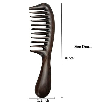 Louise Maelys 2 Pack Wooden Wide Tooth Combs For Curly Hair - color: Wide Tooth+Black Sandalwood