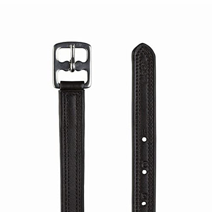 HORZE Double Stitched Adjustable Stirrup Leathers with Nylon (Pair) - color: Dark Brown, size: 44 in