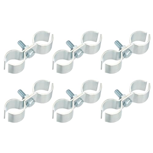HARFINGTON 6pcs Chain Link Fence Panel Clamps 13/16" Galvanized Dog Kennel Clamps Fence Connector Temporary Dog Cage Hardware Parts with Bolts and Nuts for Round Pipe Panel Frame Cage - size: 13/16"