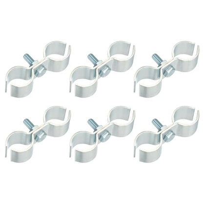 HARFINGTON 6pcs Chain Link Fence Panel Clamps 13/16" Galvanized Dog Kennel Clamps Fence Connector Temporary Dog Cage Hardware Parts with Bolts and Nuts for Round Pipe Panel Frame Cage - size: 13/16"