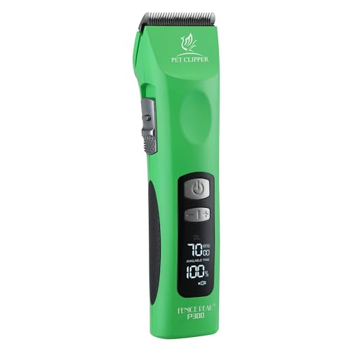 Professional Dog Grooming Clippers with 17H Runtime & Replaceable 440C Blade, 5-Speed Low Noise Electric Dog Shaver for Thick, Matted, Curly Hair, Cordless Clipper for Groomer & Home Use, Green - color: Green, size: Standard