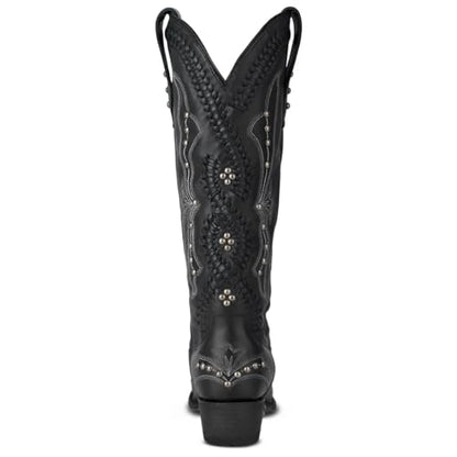 Yolkomo Cowboy Boots for Women Knee High Western Cowgirl Boots - color: Black, size: 7.5