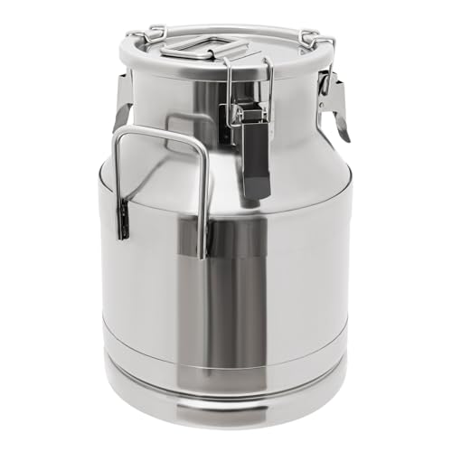 Stainless Steel Milk Can, 10 Liter Seamless Milk Jug Wine Pail Bucket 2.64 Gallon Anti-Leak Liquid Storage Container Milk Pail with Sealed Lid Heavy Duty for Milk and Wine (10L) - size: 10L
