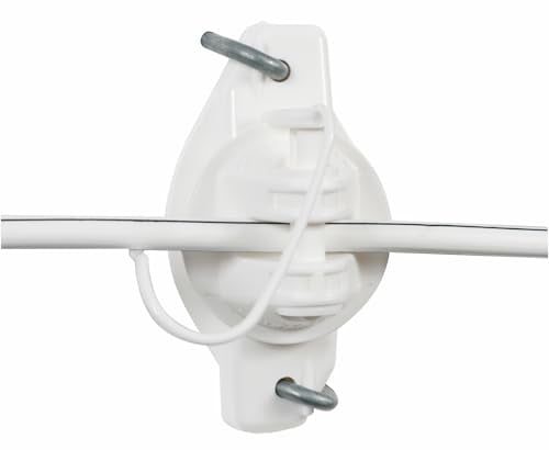 Gallagher Heavy-Duty Wide Jaw Pinlock Insulator 25 Pack | White Wood Post Fence Insulator for Polywire, Steel Wire, and Rope | Easy-Open Design for Temporary or Permanent Electric Fencing