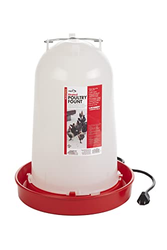 API 3 Gallon Heated Chicken or Bird Waterer with Overheating Protection, Galvanized Steel Handle, and Easy to Fill Funnel Design, White