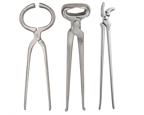 3 PCS Farrier Horse Hoof Care Kit – 15” Hoof Nippers, Hoof Clincher & Hoof Tester – Heavy-Duty Equine Trimming & Shoeing Tools Set for Farriers, Blacksmiths & Horse Owners – Steel Farrier Tools Kit