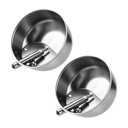 2 Pack Pig Waterer, Automatic Stainless Steel Pig Water Bowl with 1/2 Inch Water Nipper, Livestock Waterer Drinker for Piglets, Goats, Sheep and Other Farm Animals - size: 8.2In Diameter