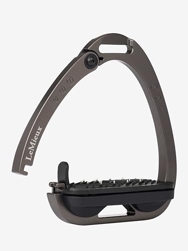 LeMieux Vector Control Stirrup - New Generation - Spring Loaded Hinged Arm - Cross Track Grip Surface - color: Carbon