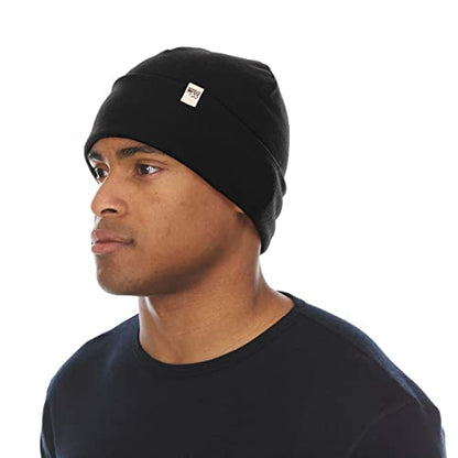 100% Merino Wool Cuff Beanie - Mens & Womens Warm Winter Hat - Watch Cap - Toque - Novelty Beanie - One Size Fits Most - color: Black