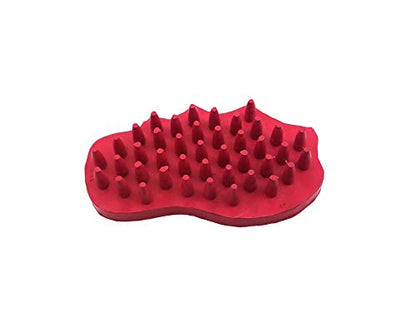 Grewal Equestrian Snuggy Clean Large Teeth Rubber Groomer Curry (Pink) - color: Pink