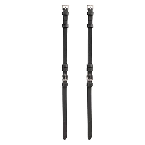 English Bridle Cheek Pieces– 5/8" (16mm) Leather Replacement Cheekpieces with Buckle Fastening – Premium Vegetable-Tanned Leather Horse Tack – Stainless Steel Hardware – Full Size - color: Black, size: Over/Warm Blood Size
