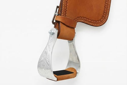 Horse Saddle Stirrups Western Aluminium Engraved Trail Riding 51204